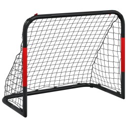 vidaXL Portería de fútbol con red acero rojo y negro 90x48x71 cm
