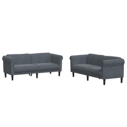 vidaXL Juego de sofás 2 piezas terciopelo gris oscuro