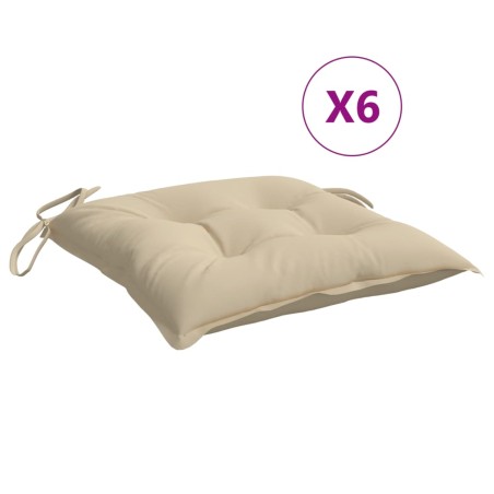 vidaXL Cojines para palets 6 unidades tela Oxford beige 50x50x7 cm