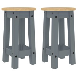 vidaXL Taburetes altos de cocina 2 uds madera maciza de pino gris