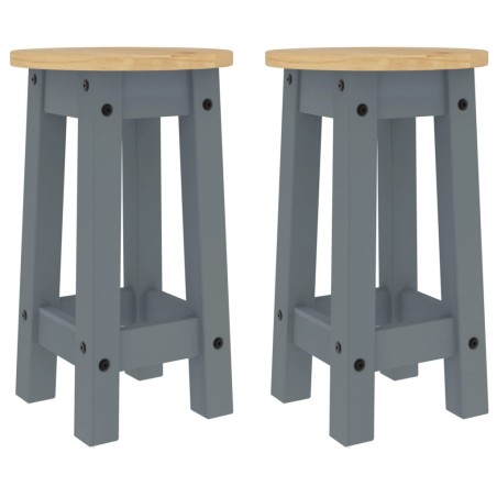 vidaXL Taburetes altos de cocina 2 uds madera maciza de pino gris