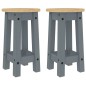 vidaXL Taburetes altos de cocina 2 uds madera maciza de pino gris vidaXL Taburetes altos de cocina 2 uds madera maciza de pino gris
