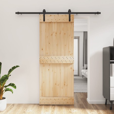 vidaXL Puerta corredera con herrajes madera maciza de pino 80x210 cm
