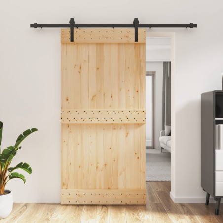 vidaXL Puerta corredera con herrajes madera maciza de pino 100x210 cm