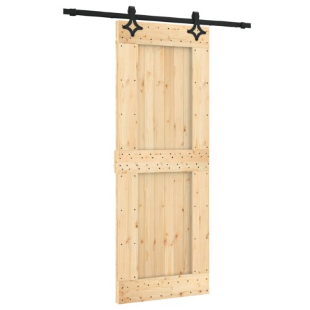 vidaXL Puerta corredera con herrajes madera maciza de pino 80x210 cm