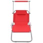 vidaXL Tumbona plegable con toldo y ruedas acero roja vidaXL Tumbona plegable con toldo y ruedas acero roja