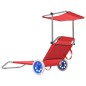 vidaXL Tumbona plegable con toldo y ruedas acero roja vidaXL Tumbona plegable con toldo y ruedas acero roja