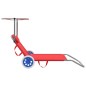 vidaXL Tumbona plegable con toldo y ruedas acero roja vidaXL Tumbona plegable con toldo y ruedas acero roja