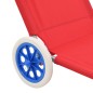 vidaXL Tumbona plegable con toldo y ruedas acero roja vidaXL Tumbona plegable con toldo y ruedas acero roja