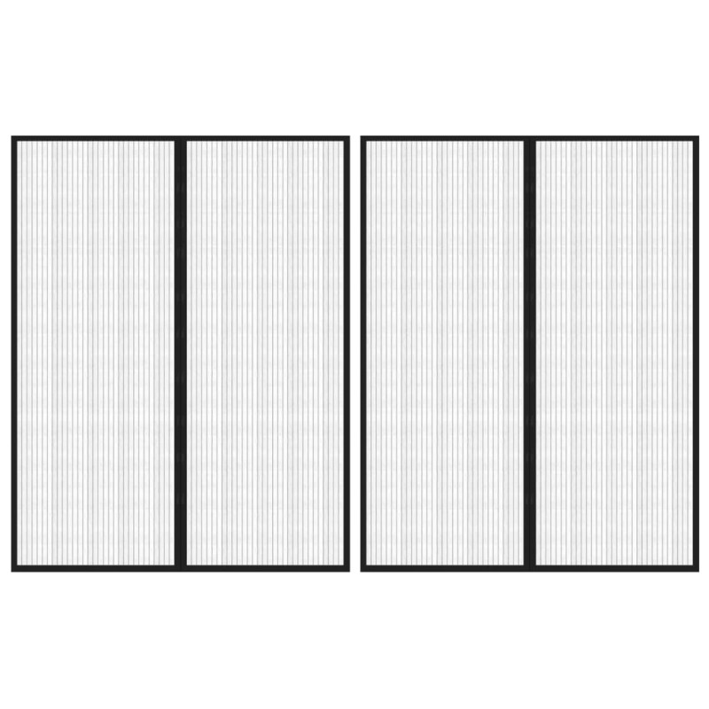 vidaXL Mosquiteras para puerta bloque magnético 2 uds negro 230x160 cm vidaXL Mosquiteras para puerta bloque magnético 2 uds negro 230x160 cm