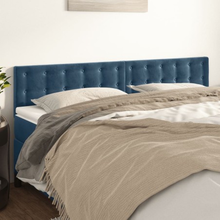 vidaXL Cabeceros 2 unidades de terciopelo azul oscuro 80x5x78/88 cm