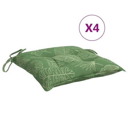 vidaXL Cojines para silla 4 uds tela estampado de hojas 40x40x7 cm