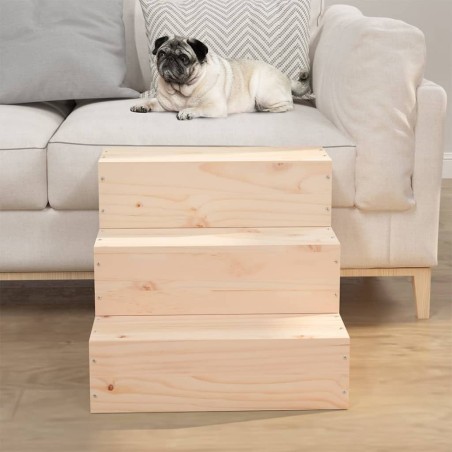 vidaXL Escalera para mascotas madera maciza de pino 40x37,5x35 cm