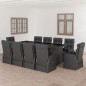 vidaXL Set comedor de jardín 11 piezas y cojines ratán sintético negro vidaXL Set comedor de jardín 11 piezas y cojines ratán sintético negro