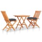 vidaXL Set de bistró 3 pzas madera de teca y cojines gris antracita vidaXL Set de bistró 3 pzas madera de teca y cojines gris antracita