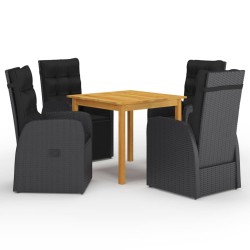 vidaXL Juego de comedor para jardín 5 piezas negro