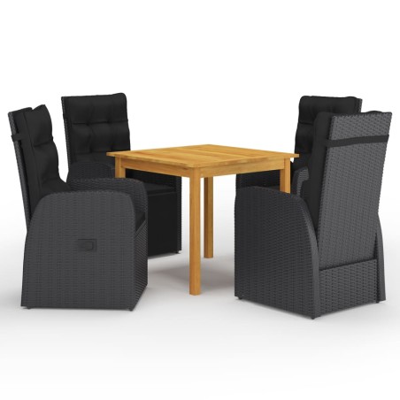 vidaXL Juego de comedor para jardín 5 piezas negro