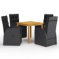 vidaXL Juego de comedor para jardín 5 piezas negro vidaXL Juego de comedor para jardín 5 piezas negro