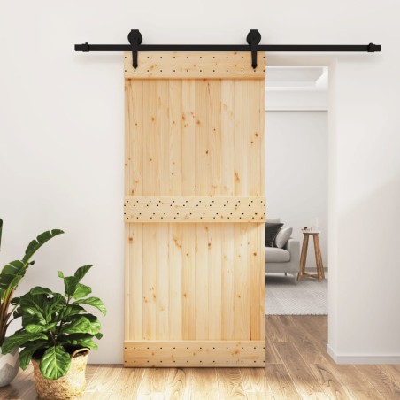 vidaXL Puerta corredera con herrajes madera maciza de pino 95x210 cm