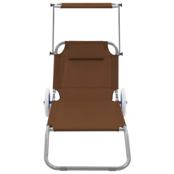 vidaXL Tumbona plegable con toldo y ruedas acero gris taupé