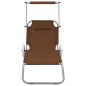 vidaXL Tumbona plegable con toldo y ruedas acero gris taupé vidaXL Tumbona plegable con toldo y ruedas acero gris taupé