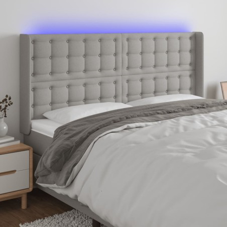vidaXL Cabecero con LED de tela gris claro 163x16x118/128 cm