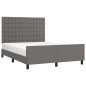 vidaXL Estructura de cama con cabecero cuero sintético gris 140x200cm