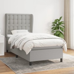 vidaXL Cama box spring con colchón tela gris claro 80x200 cm