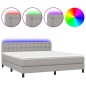 vidaXL Cama box spring colchón y luces LED tela gris claro 160x200 cm vidaXL Cama box spring colchón y luces LED tela gris claro 160x200 cm