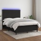 vidaXL Cama box spring colchón y luces LED tela negro 140x200 cm vidaXL Cama box spring colchón y luces LED tela negro 140x200 cm