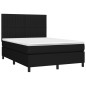 vidaXL Cama box spring colchón y luces LED tela negro 140x200 cm vidaXL Cama box spring colchón y luces LED tela negro 140x200 cm