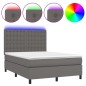 vidaXL Cama box spring colchón y LED cuero sintético gris 140x200 cm vidaXL Cama box spring colchón y LED cuero sintético gris 140x200 cm
