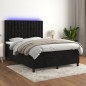 vidaXL Cama box spring colchón y LED terciopelo negro 140x190 cm vidaXL Cama box spring colchón y LED terciopelo negro 140x190 cm