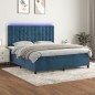 vidaXL Cama box spring colchón y LED terciopelo azul oscuro 160x200 cm vidaXL Cama box spring colchón y LED terciopelo azul oscuro 160x200 cm