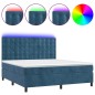 vidaXL Cama box spring colchón y LED terciopelo azul oscuro 160x200 cm vidaXL Cama box spring colchón y LED terciopelo azul oscuro 160x200 cm