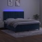 vidaXL Cama box spring colchón y LED terciopelo azul oscuro 160x200 cm vidaXL Cama box spring colchón y LED terciopelo azul oscuro 160x200 cm