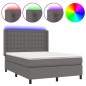 vidaXL Cama box spring colchón y LED cuero sintético gris 140x190 cm vidaXL Cama box spring colchón y LED cuero sintético gris 140x190 cm
