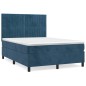 vidaXL Cama box spring con colchón terciopelo azul oscuro 140x200 cm