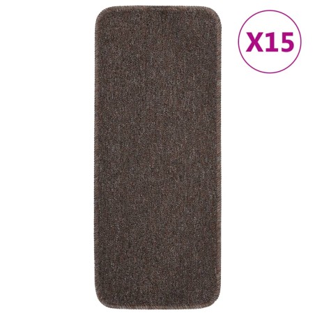 vidaXL Alfombrillas de escalera 15 uds marrón rectangular 60x25 cm