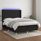 vidaXL Cama box spring colchón y luces LED tela negro 140x200 cm vidaXL Cama box spring colchón y luces LED tela negro 140x200 cm