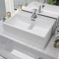 vidaXL Lavabo con orificio para grifo cerámica blanco 51,5x38,5x15 cm vidaXL Lavabo con orificio para grifo cerámica blanco 51,5x38,5x15 cm