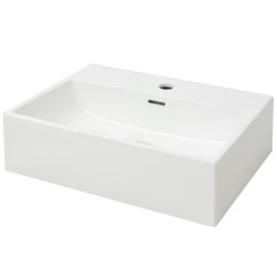 vidaXL Lavabo con orificio para grifo cerámica blanco 51,5x38,5x15 cm