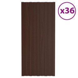 vidaXL Panel de tejado acero galvanizado marrón 36 unidades 100x45 cm