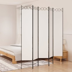  vidaXL Biombo divisor de 5 paneles de tela blanco 200x220 cm