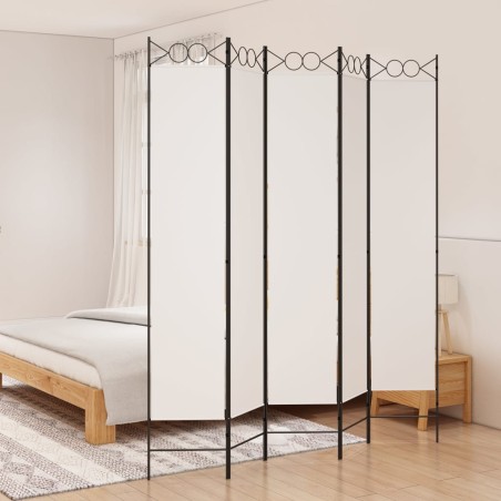  vidaXL Biombo divisor de 5 paneles de tela blanco 200x220 cm
