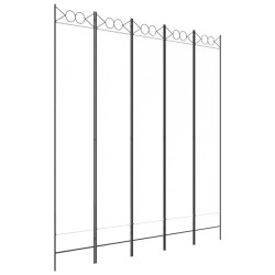  vidaXL Biombo divisor de 5 paneles de tela blanco 200x220 cm