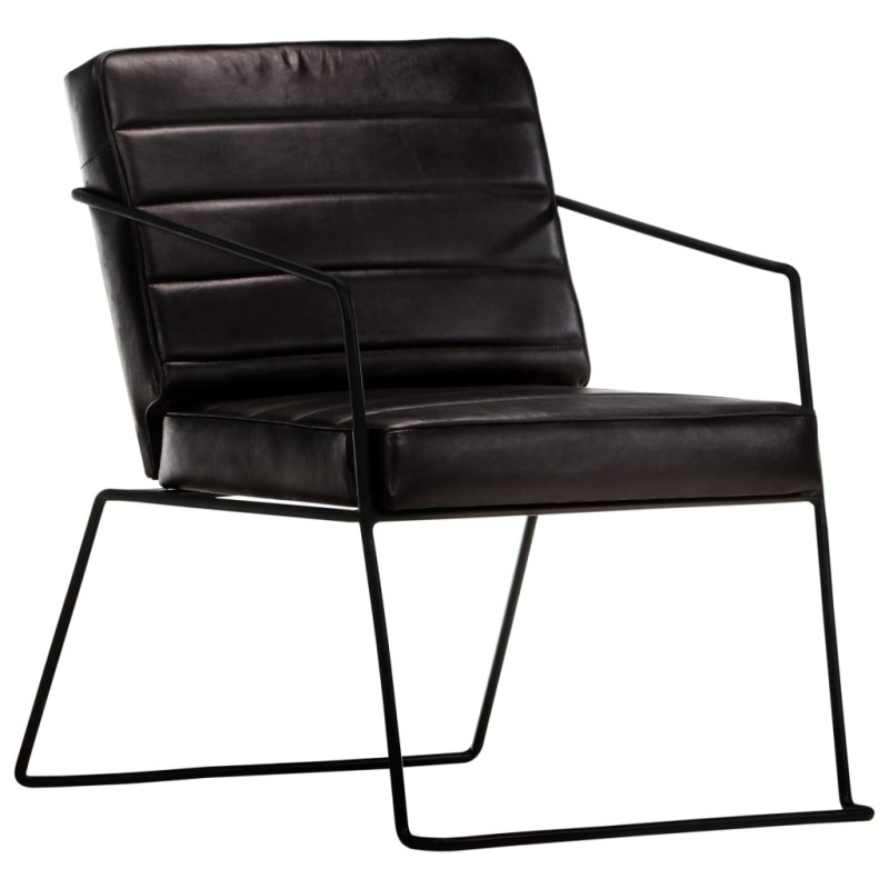 vidaXL Sillón de cuero auténtico negro vidaXL Sillón de cuero auténtico negro
