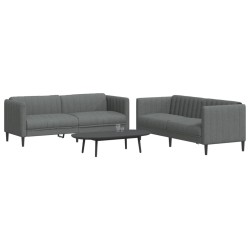 vidaXL Juego de sofás 2 piezas tela gris oscuro