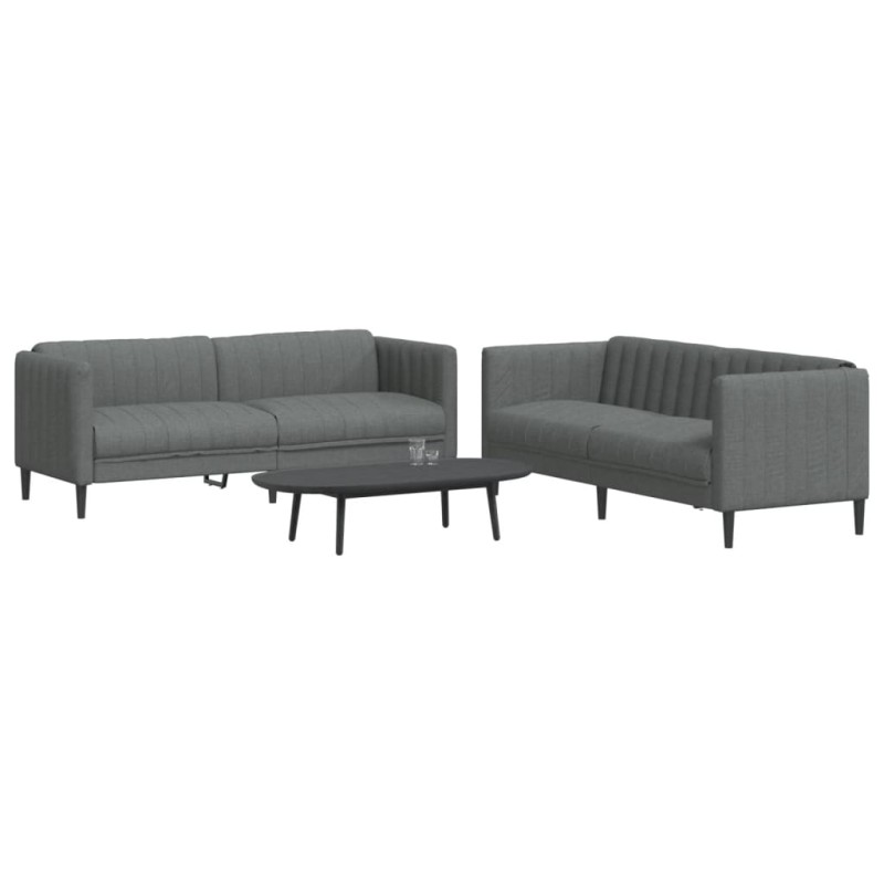vidaXL Juego de sofás 2 piezas tela gris oscuro vidaXL Juego de sofás 2 piezas tela gris oscuro