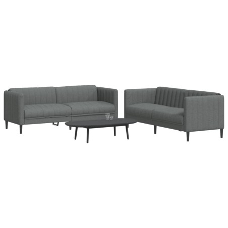 vidaXL Juego de sofás 2 piezas tela gris oscuro